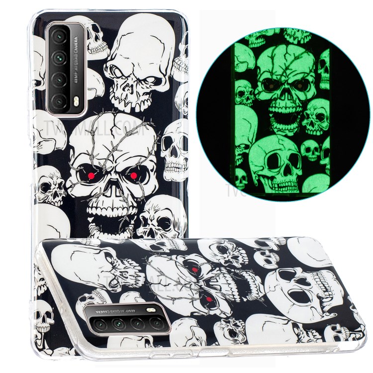 Unique Noctilucent IMD TPU Case for Huawei P smart 2021/Y7a Protective Cover - Cool Skulls-1