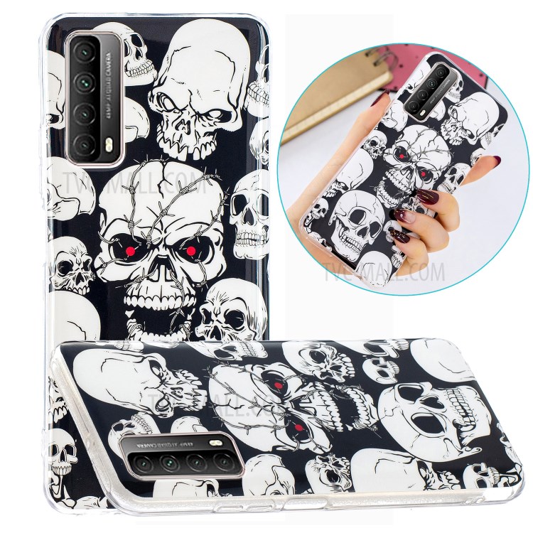 Unique Noctilucent IMD TPU Case for Huawei P smart 2021/Y7a Protective Cover - Cool Skulls-2