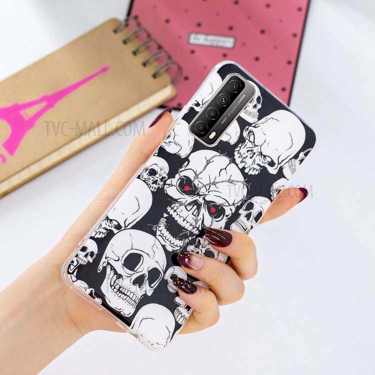 Unique Noctilucent IMD TPU Case for Huawei P smart 2021/Y7a Protective Cover - Cool Skulls-5