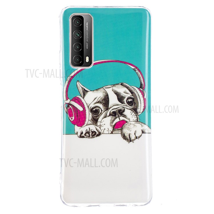 Unique Noctilucent IMD TPU Case for Huawei P smart 2021/Y7a Protective Cover - Dog Wearing Headset-3