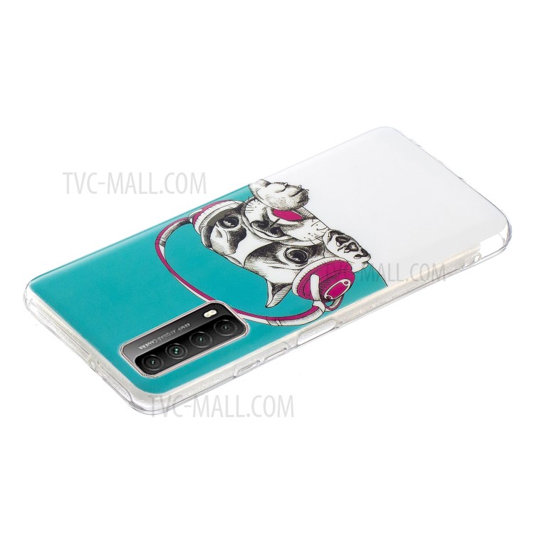 Unique Noctilucent IMD TPU Case for Huawei P smart 2021/Y7a Protective Cover - Dog Wearing Headset-4