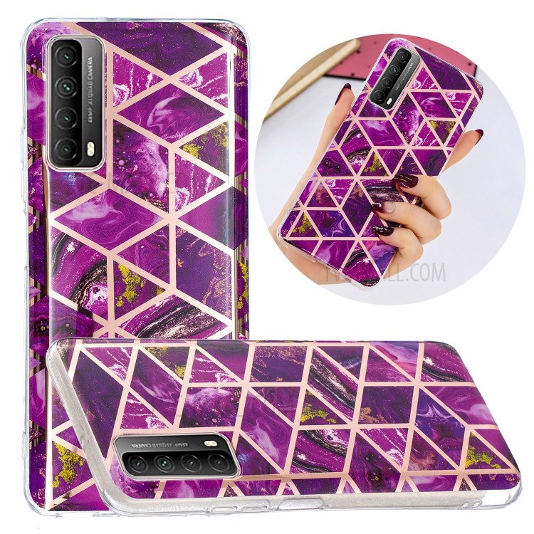 Marble Pattern for Huawei P smart 2021/Y7a Rose Gold Electroplating IMD TPU Case - Rose-1