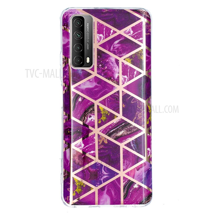 Marble Pattern for Huawei P smart 2021/Y7a Rose Gold Electroplating IMD TPU Case - Rose-2