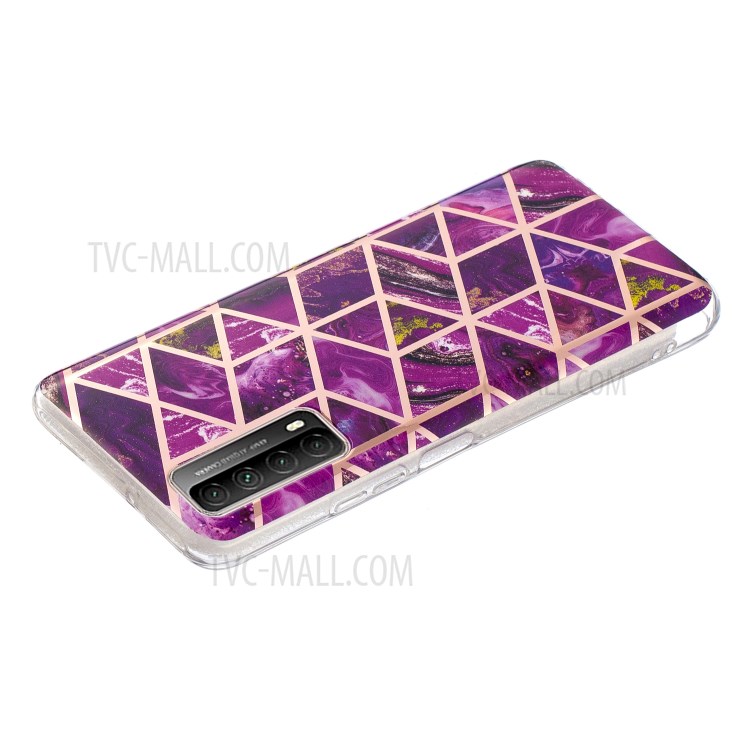 Marble Pattern for Huawei P smart 2021/Y7a Rose Gold Electroplating IMD TPU Case - Rose-3