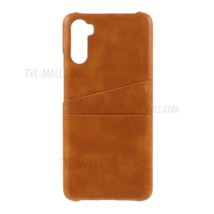Double Card Slots PU Leather Coated PC Cover for Huawei Mate 40 Lite - Light Brown-1