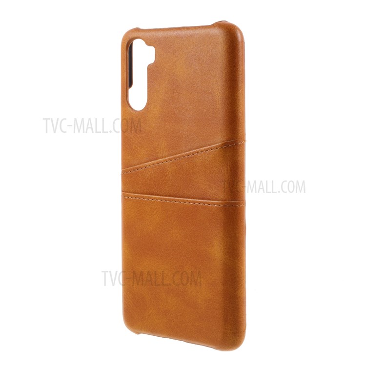 Double Card Slots PU Leather Coated PC Cover for Huawei Mate 40 Lite - Light Brown-2