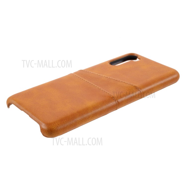 Double Card Slots PU Leather Coated PC Cover for Huawei Mate 40 Lite - Light Brown-6