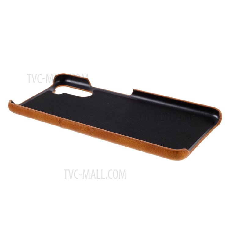 Double Card Slots PU Leather Coated PC Cover for Huawei Mate 40 Lite - Light Brown-7