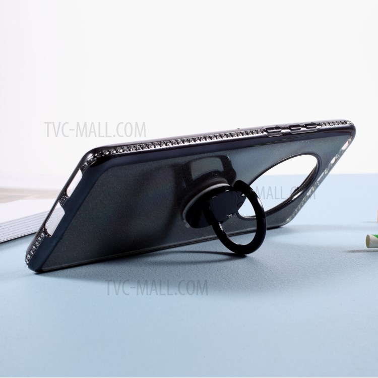 Gleaming Sequins Paper TPU Rhinestone Decor Cover with Kickstand for Huawei Mate 40 - Black-6