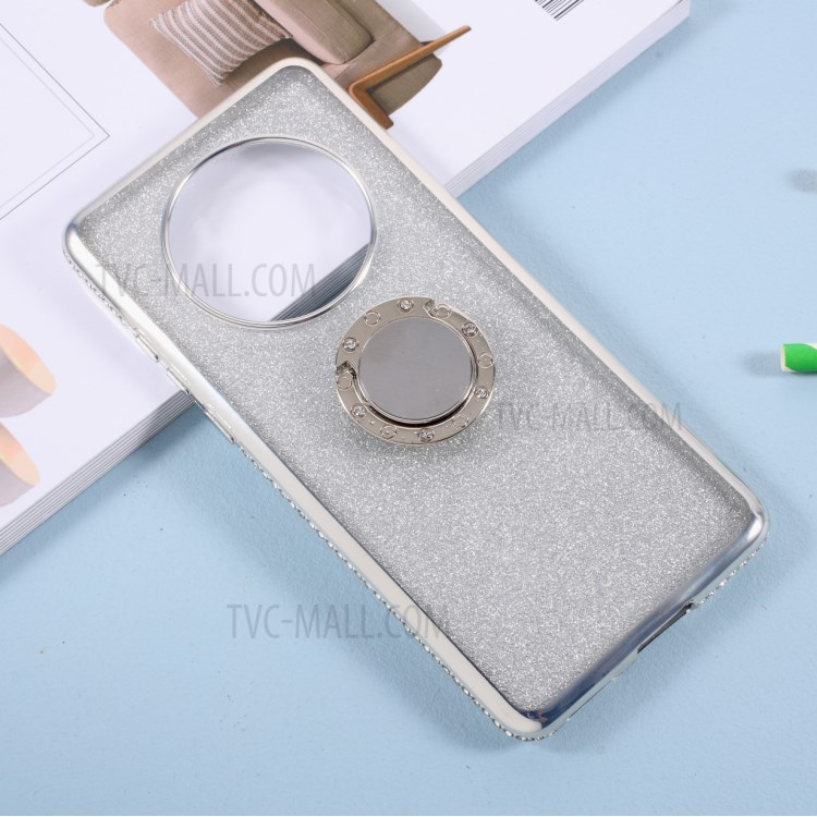 Gleaming Sequins + Rhinestone Decor TPU Phone Back Cover Shell for Huawei Mate 40 Pro - Silver-2