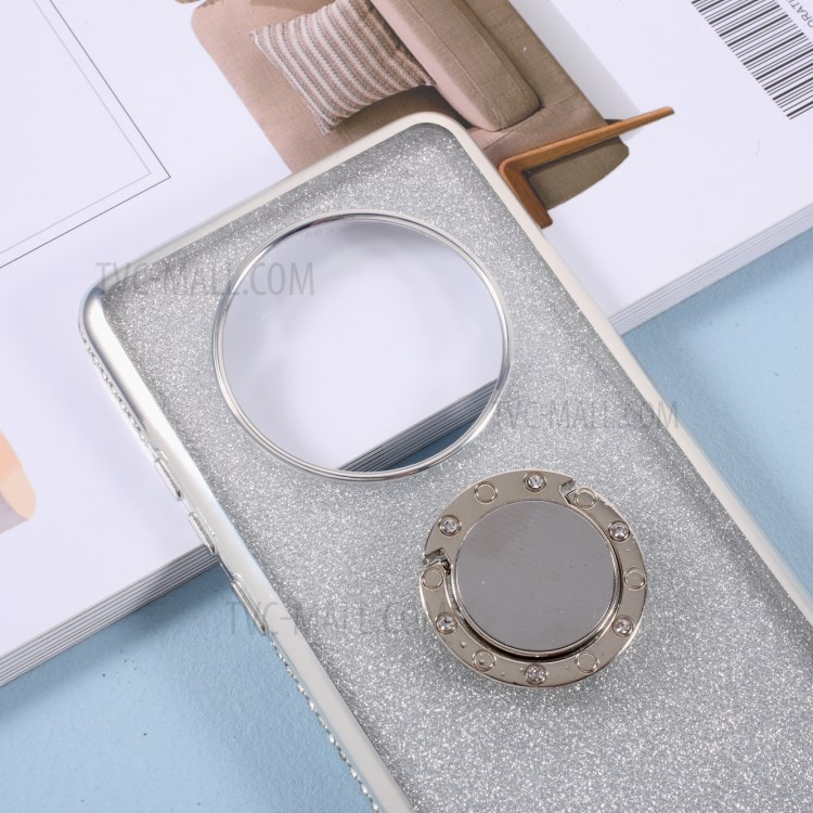 Gleaming Sequins + Rhinestone Decor TPU Phone Back Cover Shell for Huawei Mate 40 Pro - Silver-3