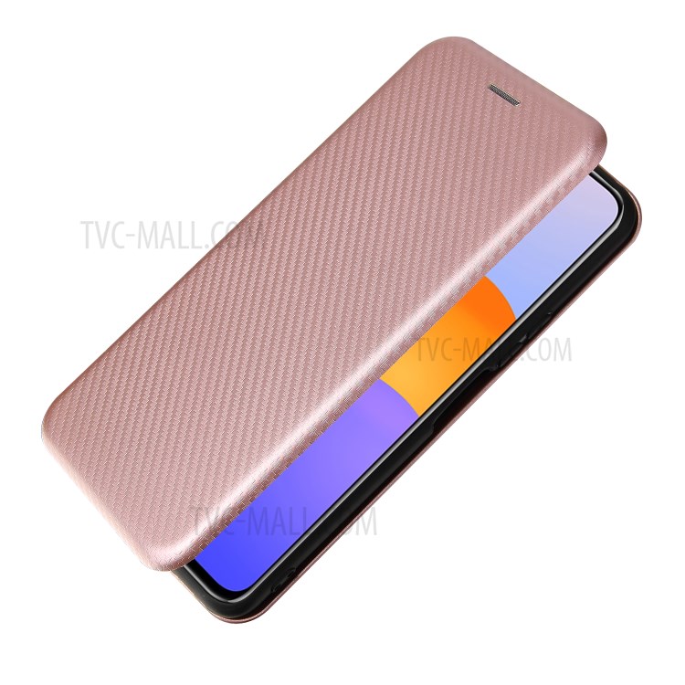 Auto-absorbed Carbon Fiber Texture Stand Cover for Huawei Y9a Leather Case - Pink-9