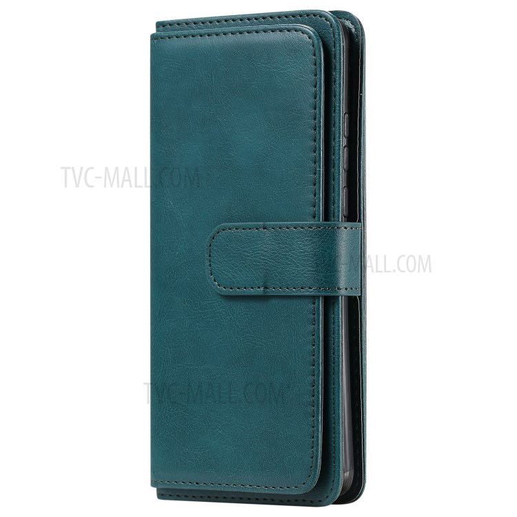 Multi-function 10 Card Slots Case for Huawei Mate 40 Pro Stand Leather Cover - Green-3