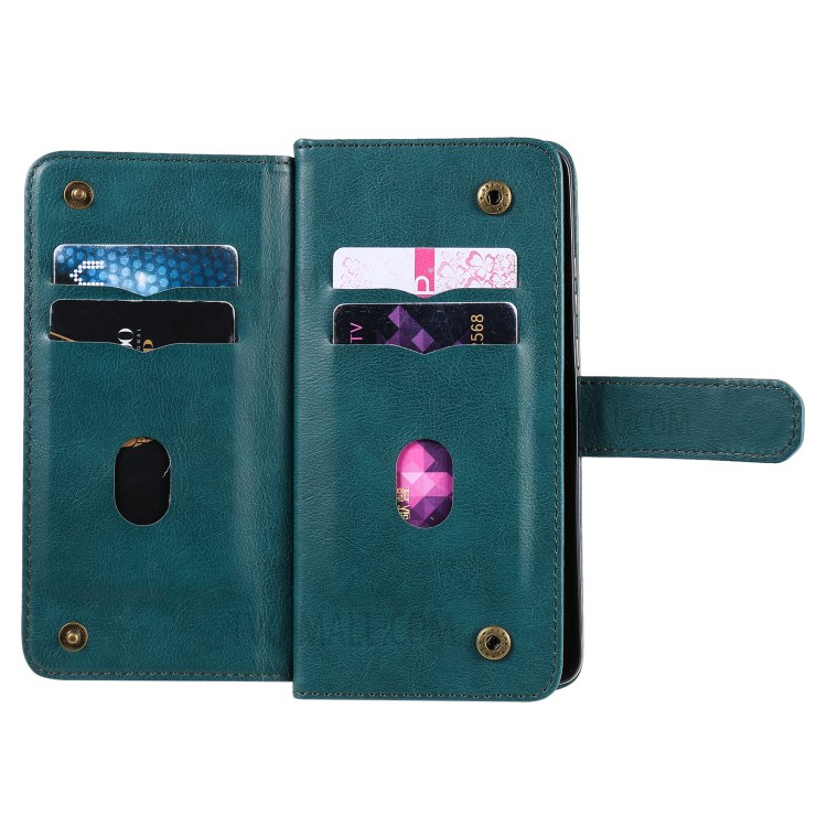 Multi-function 10 Card Slots Case for Huawei Mate 40 Pro Stand Leather Cover - Green-5