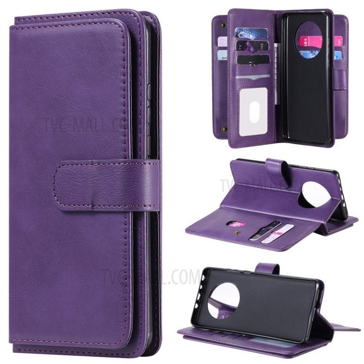 Multi-function 10 Card Slots Case for Huawei Mate 40 Pro Stand Leather Cover - Purple-1