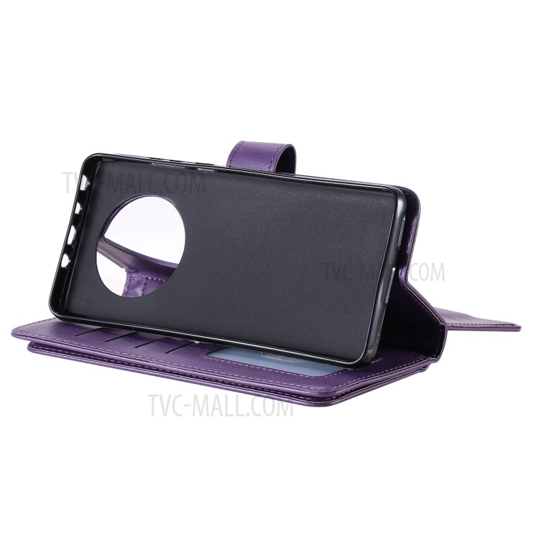 Multi-function 10 Card Slots Case for Huawei Mate 40 Pro Stand Leather Cover - Purple-10