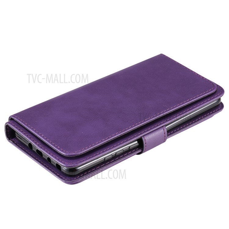 Multi-function 10 Card Slots Case for Huawei Mate 40 Pro Stand Leather Cover - Purple-12