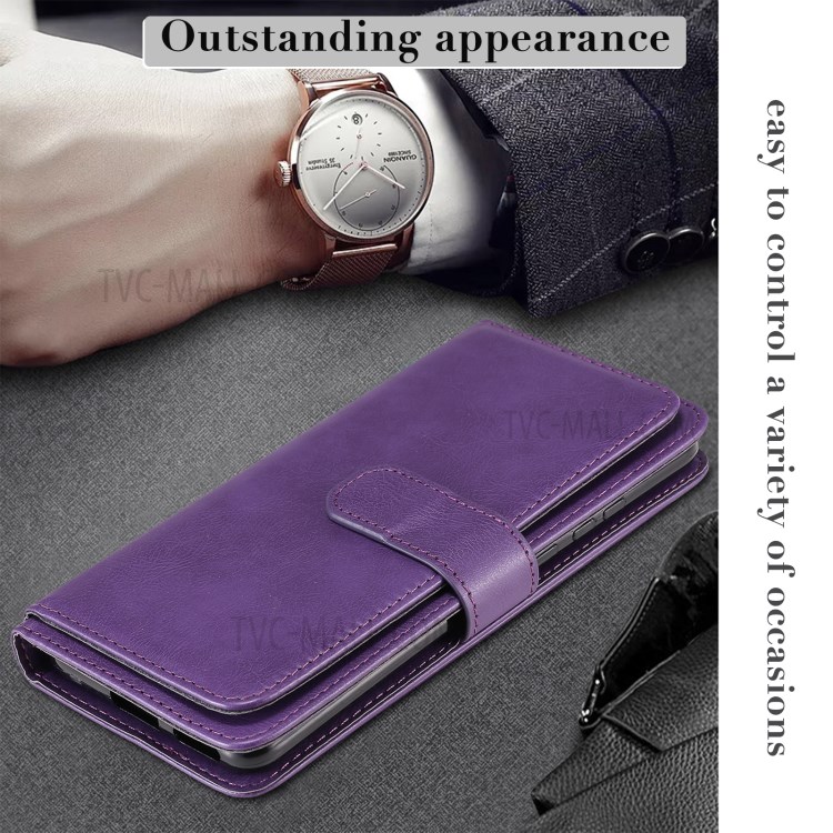 Multi-function 10 Card Slots Case for Huawei Mate 40 Pro Stand Leather Cover - Purple-15