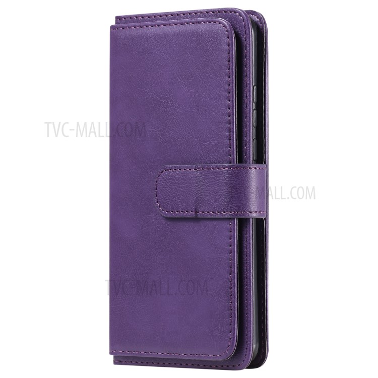 Multi-function 10 Card Slots Case for Huawei Mate 40 Pro Stand Leather Cover - Purple-3