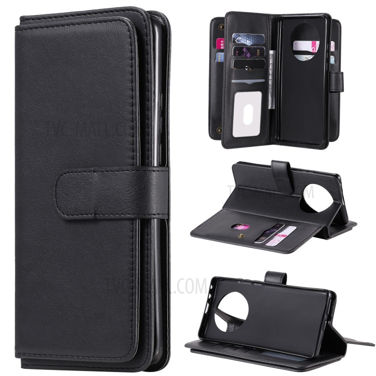 Multi-function 10 Card Slots Case for Huawei Mate 40 Wallet Leather Cover - Black-1