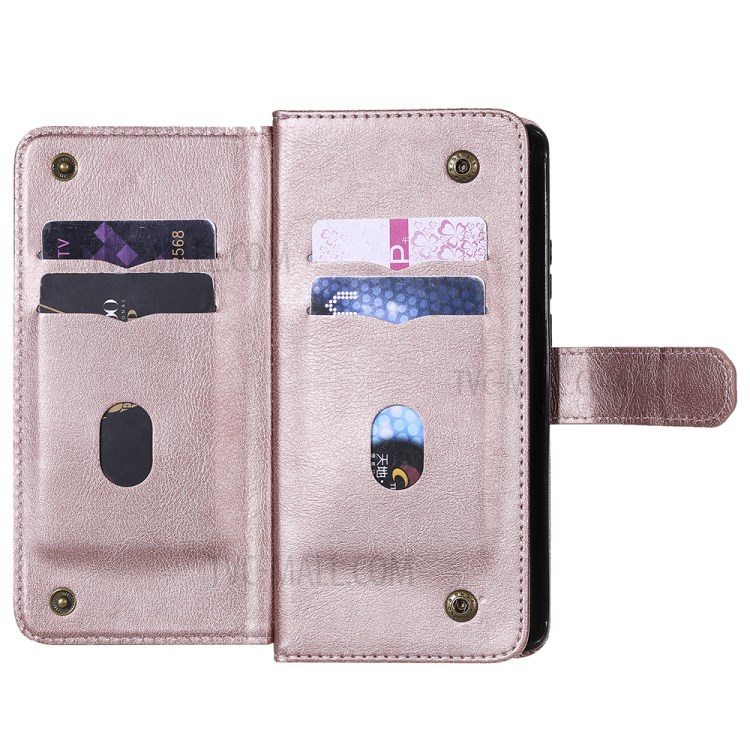 Multi-function 10 Card Slots Case for Huawei Mate 40 Wallet Leather Cover - Rose Gold-7