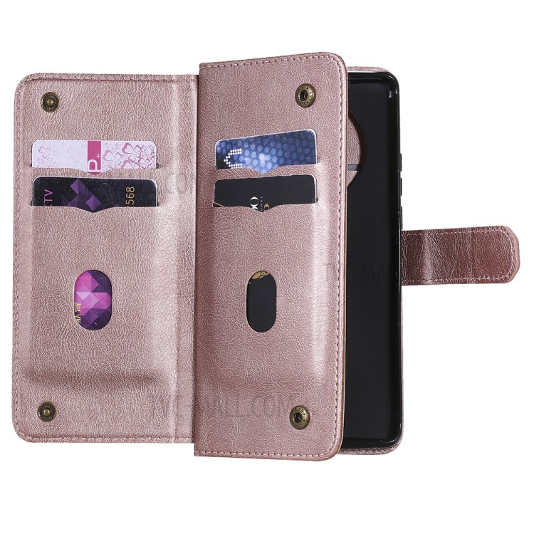 Multi-function 10 Card Slots Case for Huawei Mate 40 Wallet Leather Cover - Rose Gold-8