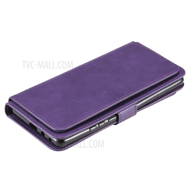 Multi-function 10 Card Slots Case for Huawei Mate 40 Wallet Leather Cover - Purple-12
