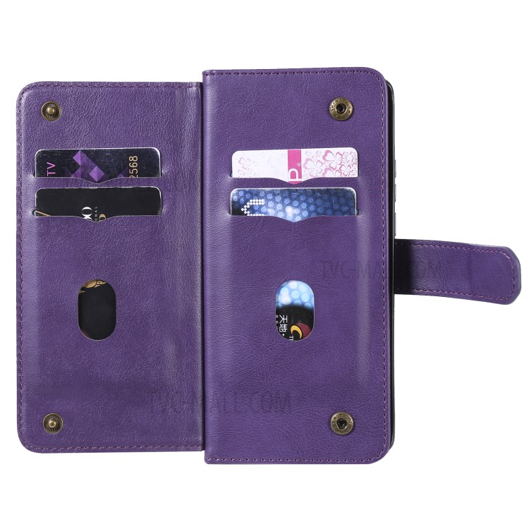 Multi-function 10 Card Slots Case for Huawei Mate 40 Wallet Leather Cover - Purple-7
