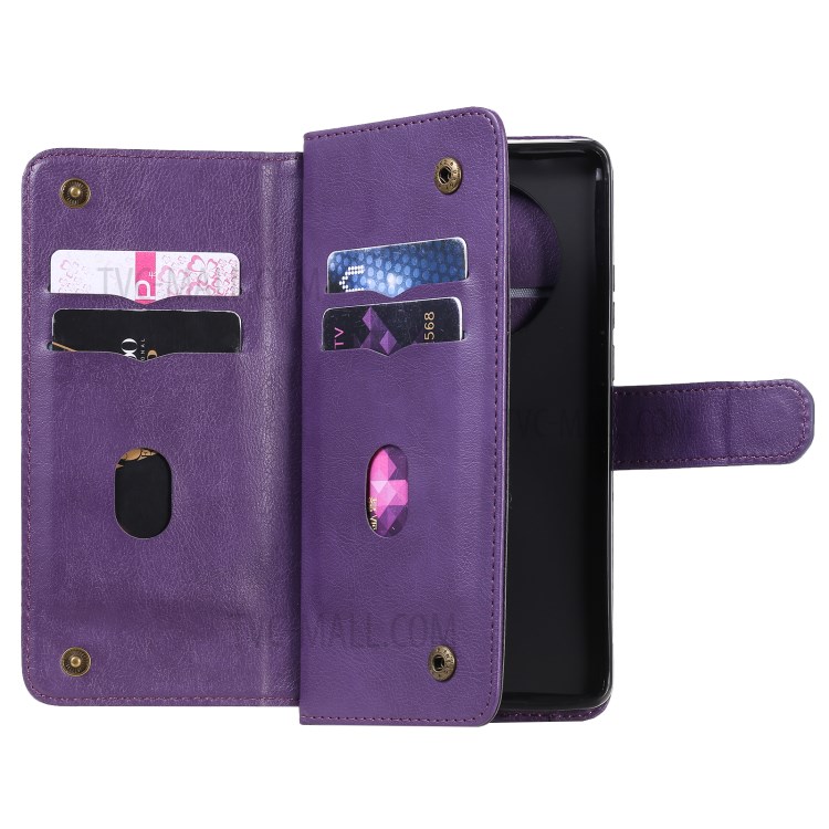 Multi-function 10 Card Slots Case for Huawei Mate 40 Wallet Leather Cover - Purple-8