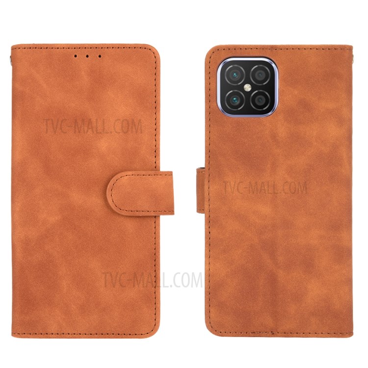 Comfortable Touch Feeling PU Leather Phone Case with Wallet + Stand for Huawei nova 8 SE - Brown-2