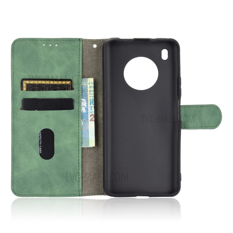 Skin-Touch Flip Wallet Leather Protector Stand Phone Case for Huawei Y9a - Green-2