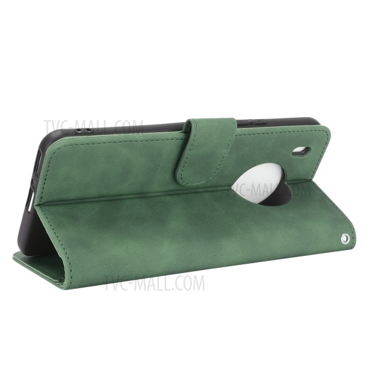 Skin-Touch Flip Wallet Leather Protector Stand Phone Case for Huawei Y9a - Green-4