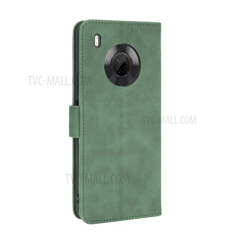 Skin-Touch Flip Wallet Leather Protector Stand Phone Case for Huawei Y9a - Green-5