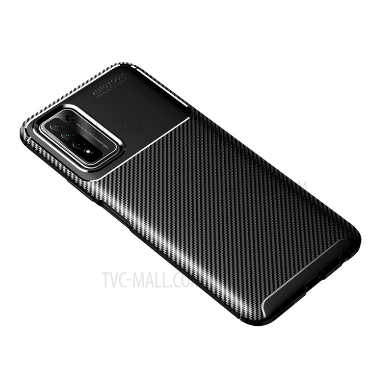 Shock Absorption Carbon Fiber Texture Case TPU Phone Protector Case for Honor 10X Lite - Black-2