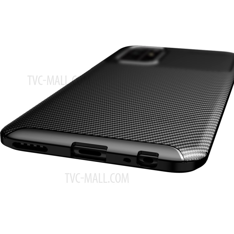 Shock Absorption Carbon Fiber Texture Case TPU Phone Protector Case for Honor 10X Lite - Black-3