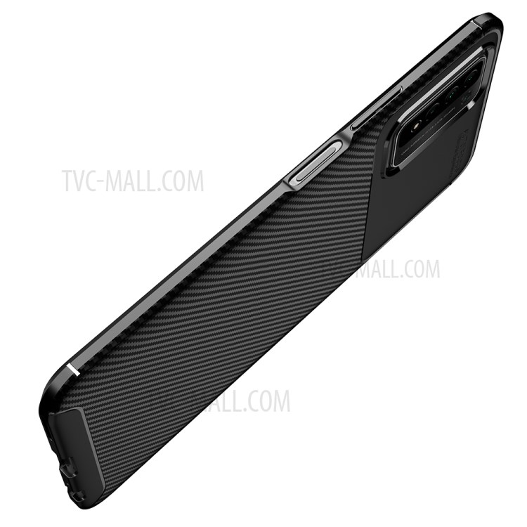 Shock Absorption Carbon Fiber Texture Case TPU Phone Protector Case for Honor 10X Lite - Black-4