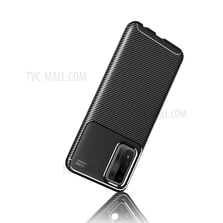 Shock Absorption Carbon Fiber Texture Case TPU Phone Protector Case for Honor 10X Lite - Black-6