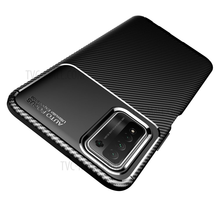 Shock Absorption Carbon Fiber Texture Case TPU Phone Protector Case for Honor 10X Lite - Black-7