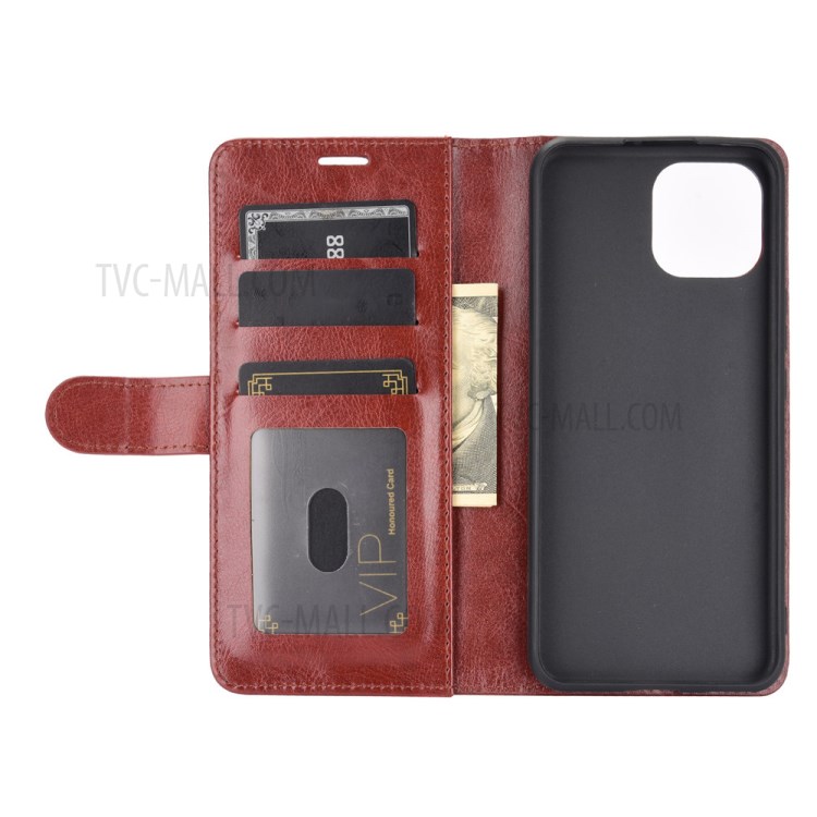 Crazy Horse Texture Leather Wallet Cover Case with Stand for Huawei nova 8 SE - Brown-2