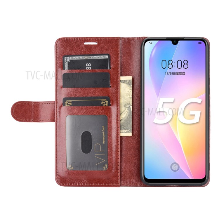 Crazy Horse Texture Leather Wallet Cover Case with Stand for Huawei nova 8 SE - Brown-3