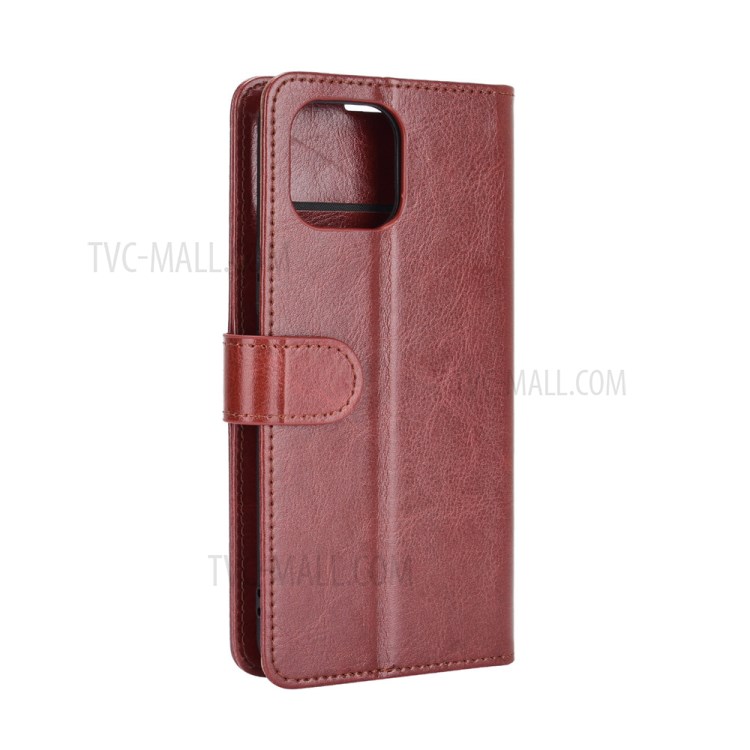 Crazy Horse Texture Leather Wallet Cover Case with Stand for Huawei nova 8 SE - Brown-5