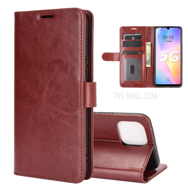 Crazy Horse Texture Leather Wallet Cover Case with Stand for Huawei nova 8 SE - Brown-7
