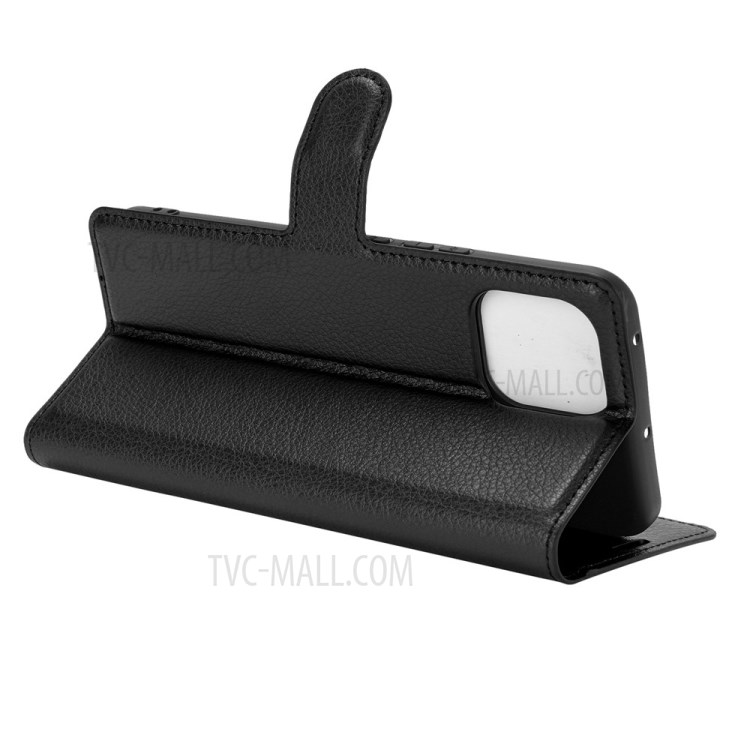Litchi Skin Wallet Style Case with Stand Leather Protector Shell for Huawei nova 8 SE - Black-4