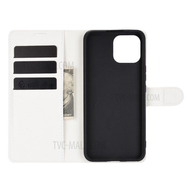 Litchi Skin Wallet Style Case with Stand Leather Protector Shell for Huawei nova 8 SE - White-2