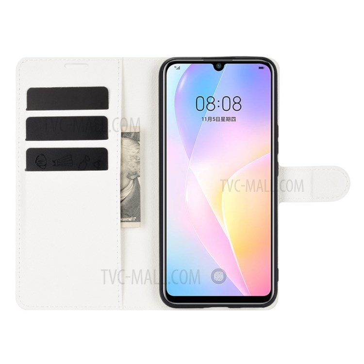 Litchi Skin Wallet Style Case with Stand Leather Protector Shell for Huawei nova 8 SE - White-3