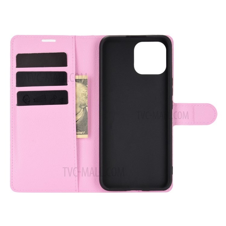 Litchi Skin Wallet Style Case with Stand Leather Protector Shell for Huawei nova 8 SE - Pink-2