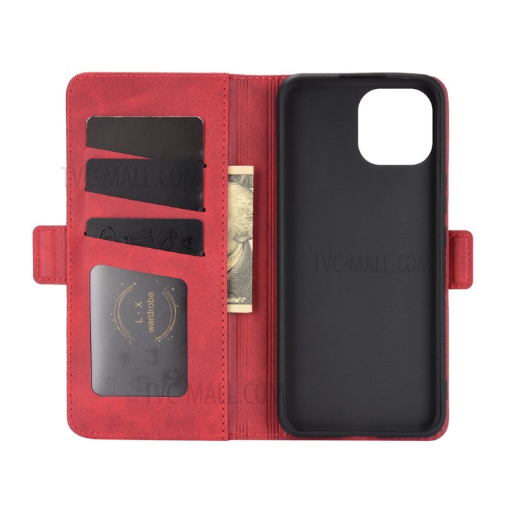 Dual Magnetic Clasp Leather Case with Wallet Stand for Huawei nova 8 SE - Red-2