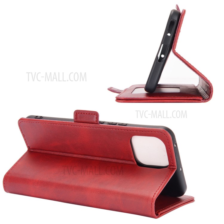 Dual Magnetic Clasp Leather Case with Wallet Stand for Huawei nova 8 SE - Red-4