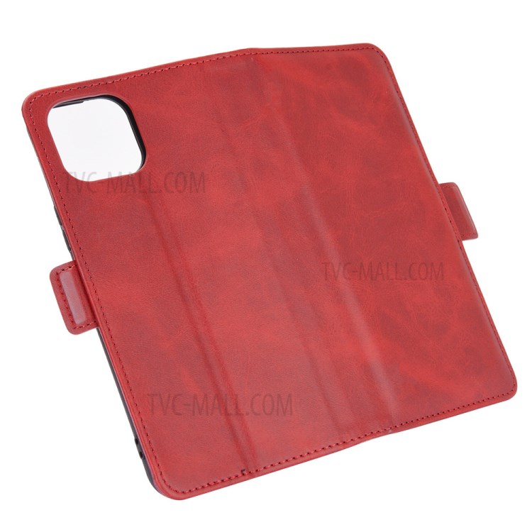 Dual Magnetic Clasp Leather Case with Wallet Stand for Huawei nova 8 SE - Red-6