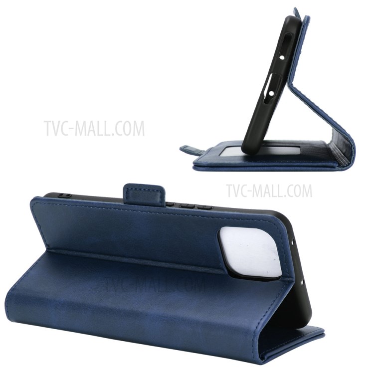 Dual Magnetic Clasp Leather Case with Wallet Stand for Huawei nova 8 SE - Blue-4